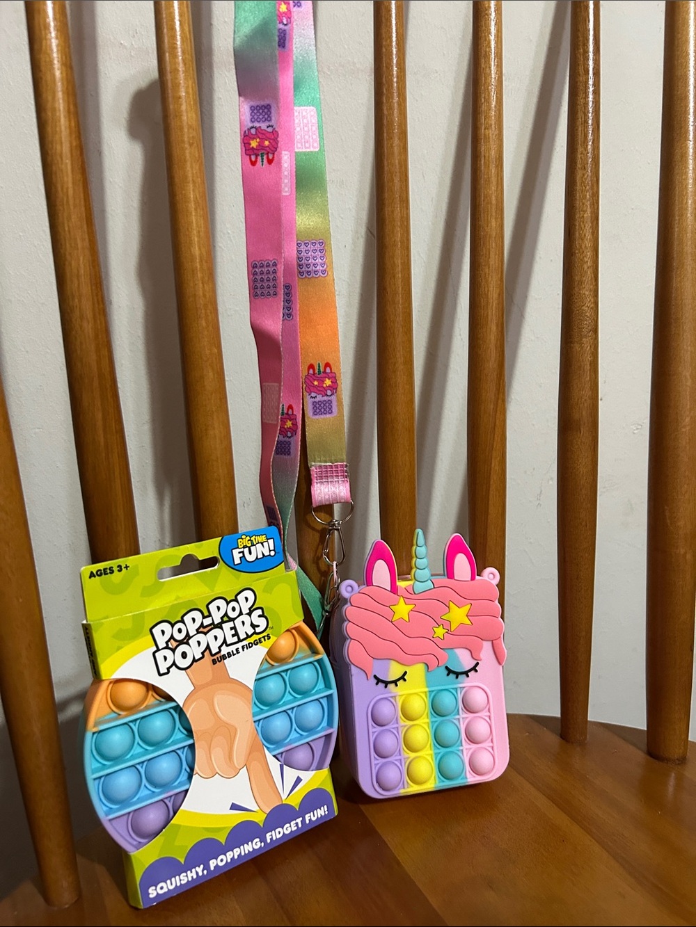 POP IT Unicorn Crossbody Bag + Bonus NWT Pop-Pop Poppers Bubble Fidgets.
